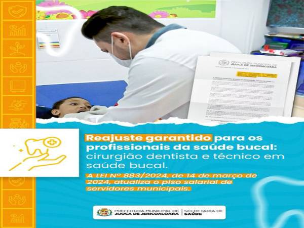 JÁ É REALIDADE O REAJUSTE SALARIAL PARA OS PROFISSIONAIS DA SAÚDE BUCAL EM JIJOCA DE JERICOACOARA!